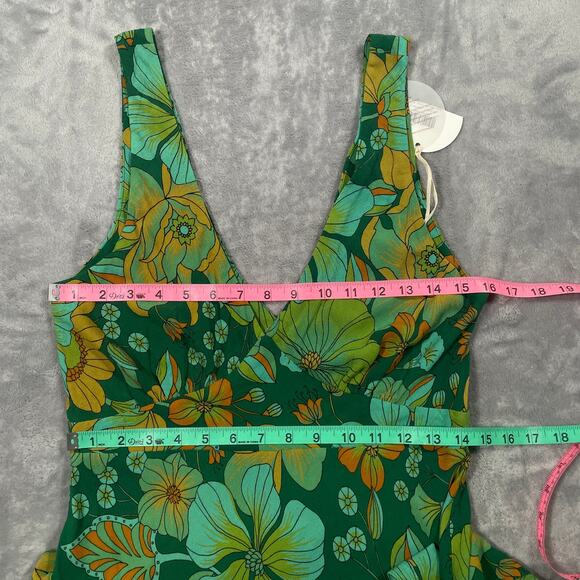 Nine Lives Bazaar Dress 6 Green Emerald Sarah Bias Midi Tropical Party Boho New - Picture 11 of 14